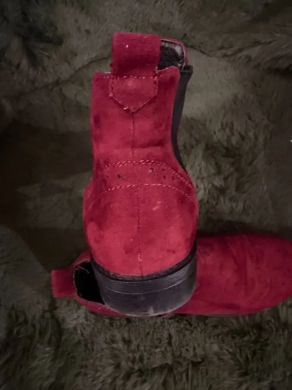 Jenny Fairy Burgundy Suede Look Chelsea Boots Brogue Wingtip EU 38